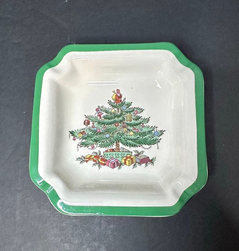 SPODE Christmas Tree Ashtray Trinket Dish Holiday Tableware England